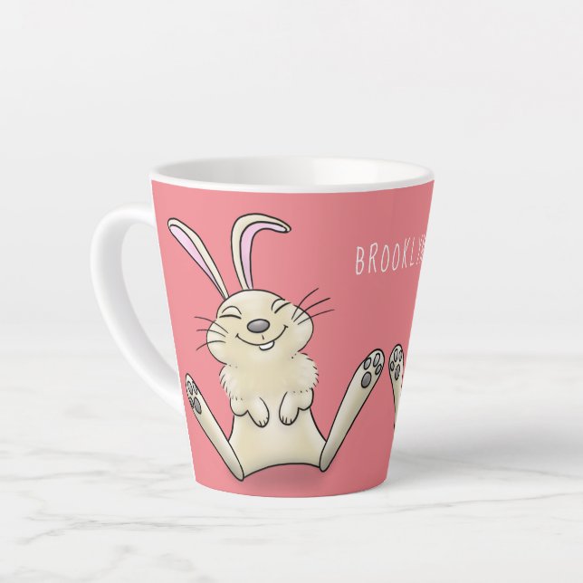 Taza De Café Latte Ilustracion de personalizado de conejo de conejo d (Ángulo izquierdo)