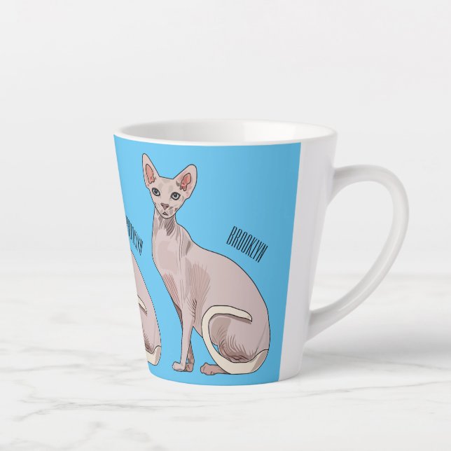 Taza De Café Latte Ilustracion de personalizado de gatos Sfinx (Derecha)