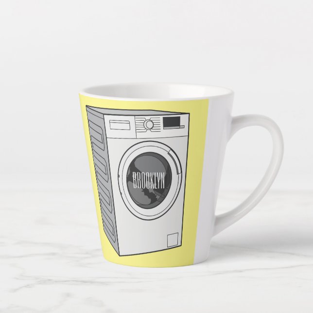 Taza De Café Latte Ilustracion de personalizado de lavadora (Derecha)