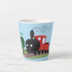 Taza De Café Latte Ilustracion de personalizado de locomotora de trac