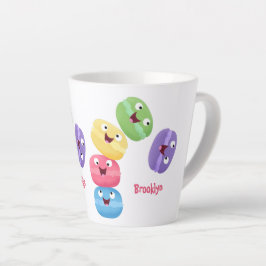 Taza De Café Latte Ilustracion de personalizado de macarons graciosos