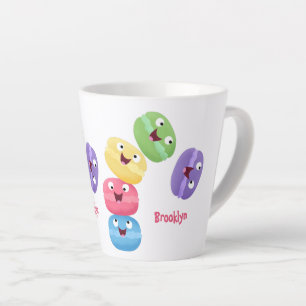 Taza De Café Latte Ilustracion de personalizado de macarons graciosos