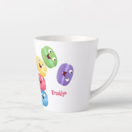 Taza De Café Latte Ilustracion de personalizado de macarons graciosos