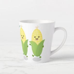 Taza De Café Latte Ilustracion de personalizado de maíz feliz
