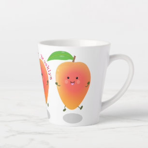 Taza De Café Latte Ilustracion de personalizado de mango feliz