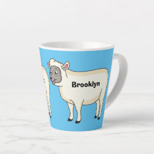 Taza De Café Latte Ilustracion de personalizado de ovejas alegres