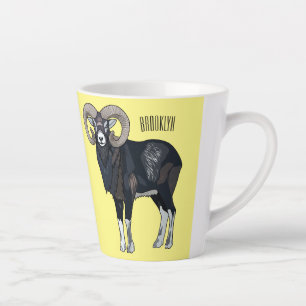 Taza De Café Latte Ilustracion de personalizado de ovino Mouflon