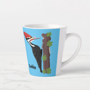 Taza De Café Latte Ilustracion de personalizado de pájaros carpintero