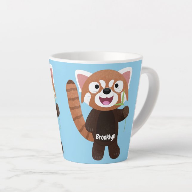 Taza De Café Latte Ilustracion de personalizado de panda rojo (Ángulo derecho)
