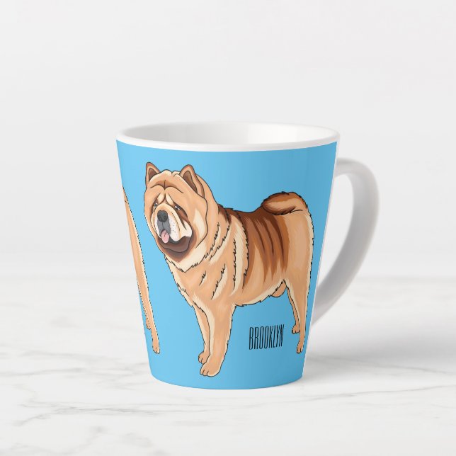 Taza De Café Latte Ilustracion de personalizado de perro Chow Chow (Ángulo derecho)