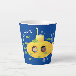 Taza De Café Latte Ilustracion de personalizado de pescado submarino