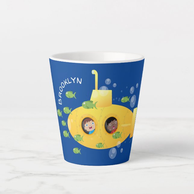 Taza De Café Latte Ilustracion de personalizado de pescado submarino  (Anverso)