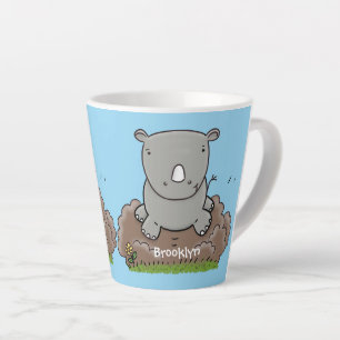 Taza De Café Latte Ilustracion de personalizado de rinocerontes