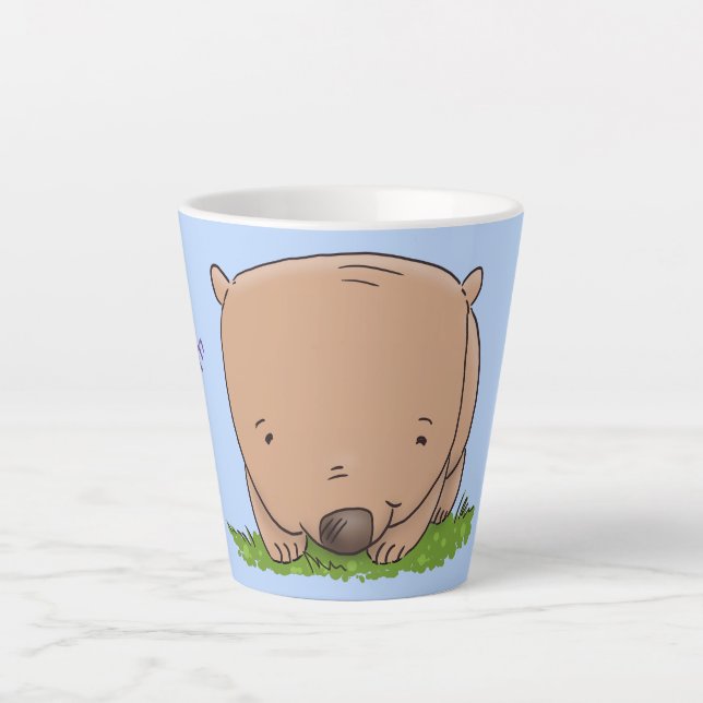 Taza De Café Latte Ilustracion de personalizado de wombat para bebé l (Anverso)