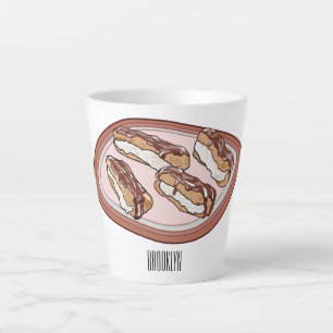 Taza De Café Latte Ilustracion de personalizado eclair de chocolate