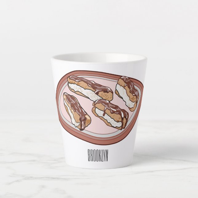 Taza De Café Latte Ilustracion de personalizado eclair de chocolate (Anverso)
