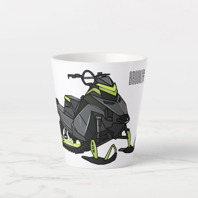 Taza De Café Latte Ilustracion de personalizado para motos de nieve (Anverso)