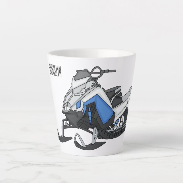 Taza De Café Latte Ilustracion de personalizado para motos de nieve (Anverso)
