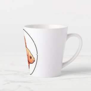 Taza De Café Latte Ilustración de pez dorado elegante en cerámica 