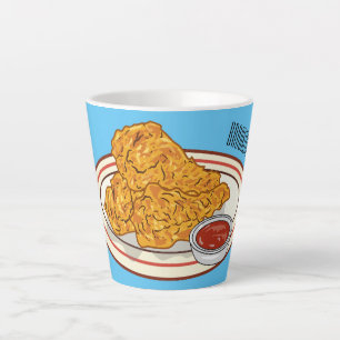 Taza De Café Latte Ilustracion de pollo frito personalizado