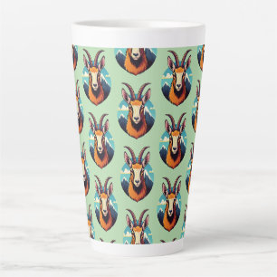 Taza De Café Latte Ilustración de una cabeza de gamuza
