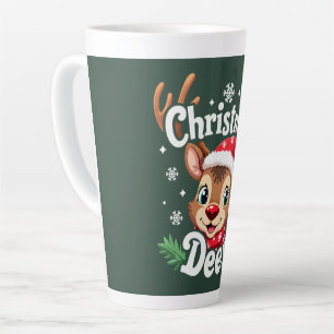 Taza De Café Latte Ilustracion de venado de Navidades hábiles