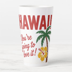 Taza De Café Latte Ilustración de viaje de las Islas Hawaianas Retro