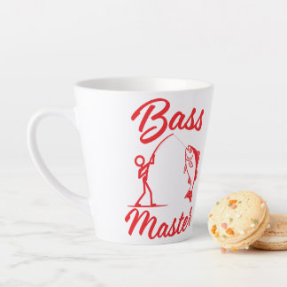 Taza De Café Latte Ilustración del hombre de palos Bass Master, perso