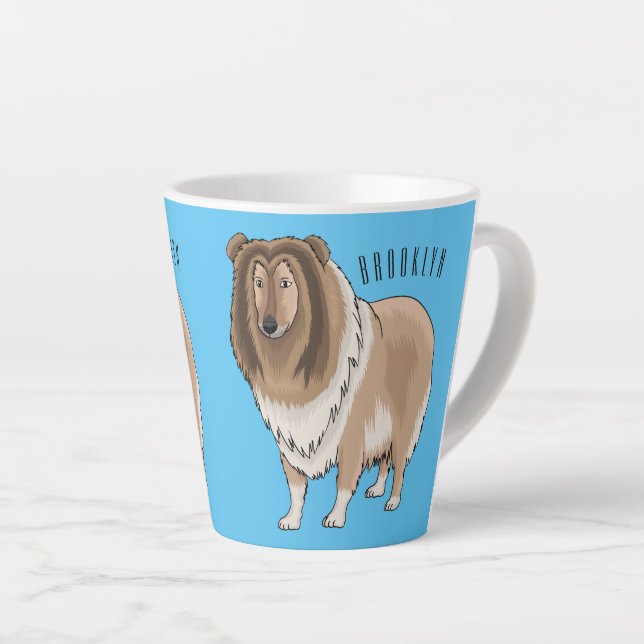 Taza De Café Latte Ilustracion del personalizado del perro del collie (Ángulo derecho)
