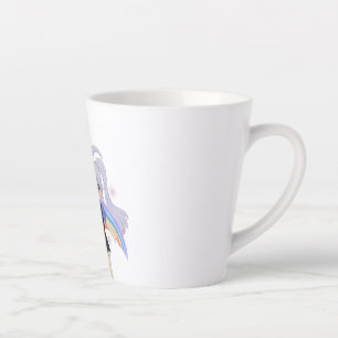 Taza De Café Latte Ilustración Dibujada a Mano de Niña Feliz – Pequeñ