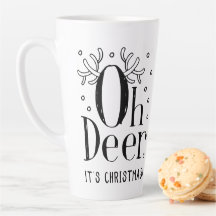 taza de café latte ilustración divertida de ciervo
