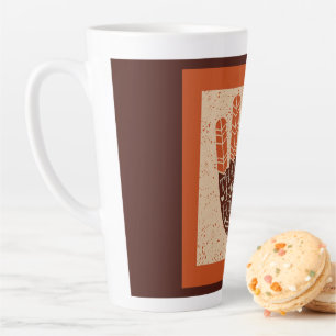 Taza De Café Latte Ilustración divertida de pavo de Acción de Gracias