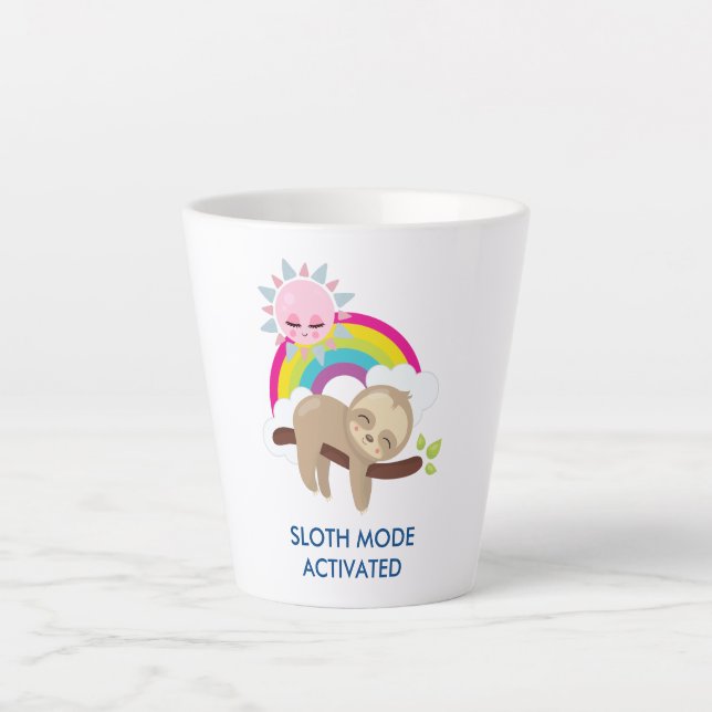 Taza De Café Latte Ilustracion divertidísimo en modo eslogan activado (Anverso)