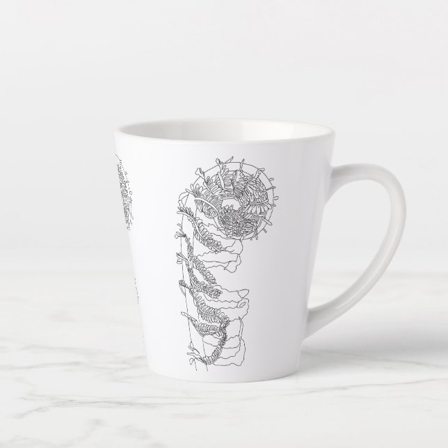 Taza De Café Latte Ilustracion Fiddlehead Fern (Derecha)