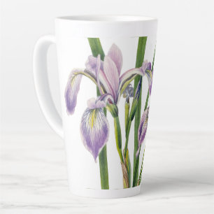 TAZA DE CAFÉ LATTE ILUSTRACION FLOWERS IRISES