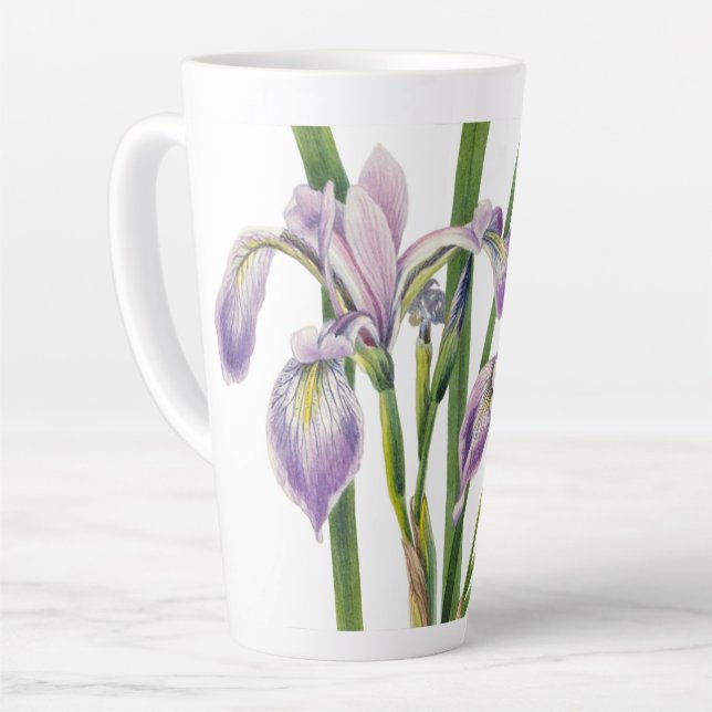 TAZA DE CAFÉ LATTE ILUSTRACION FLOWERS IRISES (Ángulo izquierdo)