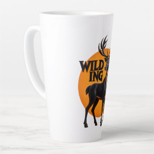 Taza De Café Latte Ilustración Gráfica del Emblema del Sol del Ciervo