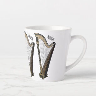 Taza De Café Latte Ilustracion Harp personalizado