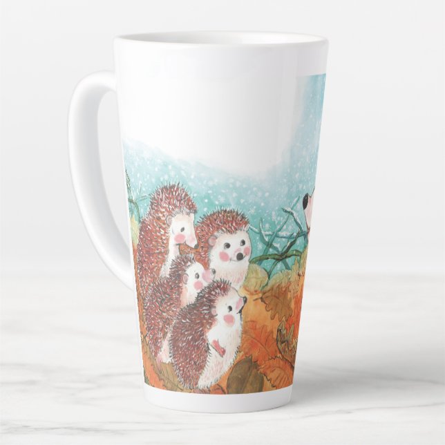 Taza De Café Latte Ilustracion Hedgehogs (Ángulo izquierdo)