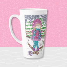 Ilustracion Latte Mug Chica de esquí