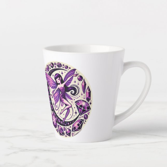 Taza De Café Latte Ilustracion lechero morado (Derecha)