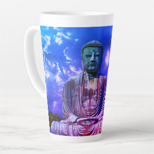 Taza De Café Latte Ilustración Meditando el color de la estatua de Bu