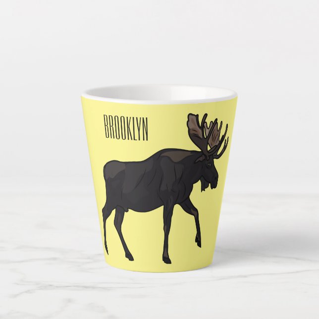 Taza De Café Latte Ilustracion Moose personalizado (Anverso)