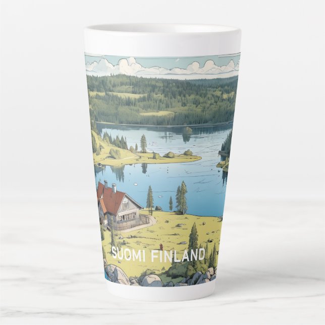 Taza De Café Latte Ilustracion Natural de Finlandia (Anverso)