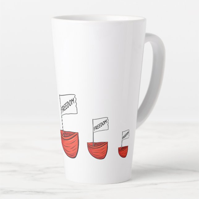 Taza De Café Latte Ilustracion Nautical Freedom Boat (Ángulo derecho)