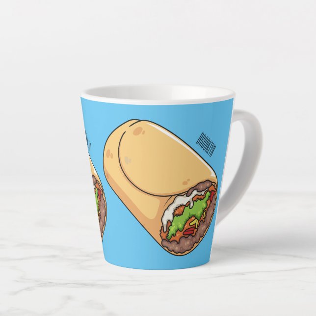 Taza De Café Latte Ilustracion personalizado Burrito (Ángulo derecho)