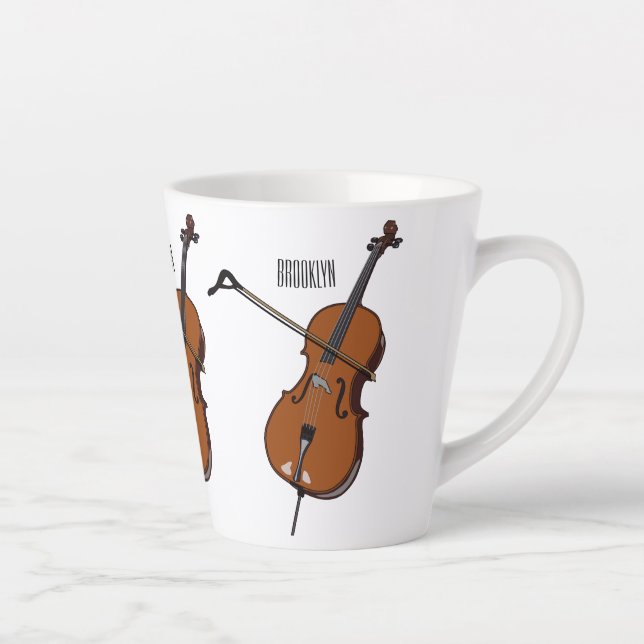 Taza De Café Latte Ilustracion personalizado Cello (Derecha)