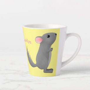 Taza De Café Latte Ilustracion personalizado chinchilla gris suave