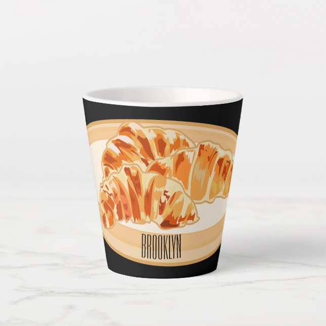 Taza De Café Latte Ilustracion personalizado croissant (Anverso)