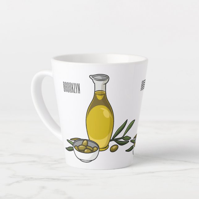 Taza De Café Latte Ilustracion personalizado de aceite de oliva (Ángulo izquierdo)